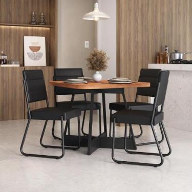 Imagem de Conjunto Sala de Jantar 4 Cadeiras Charlotte Carraro Nogal Preto