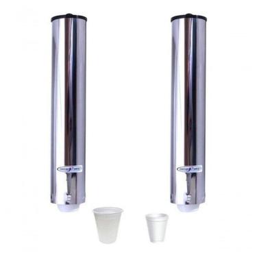 Imagem de Kit 2 Suportes Dispenser para Copos Descartáveis com Hastes Ajustáveis e Visor Inox Hig...