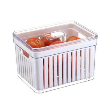 Imagem de Jogo 5 Organizador de Geladeira 3,8L Acrílico Tampa Conserva Alimentos