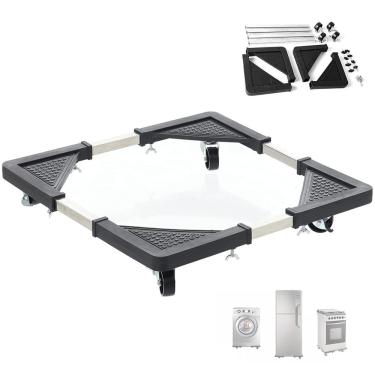 Imagem de Suporte com Rodinhas Ajustavel para Geladeira Fogao Maquina de Lavar Eletromestico Base