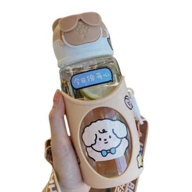 Imagem de Garrafa Infantil Garrafinha Squeeze Canudo Silicone Retrátil Antivazam