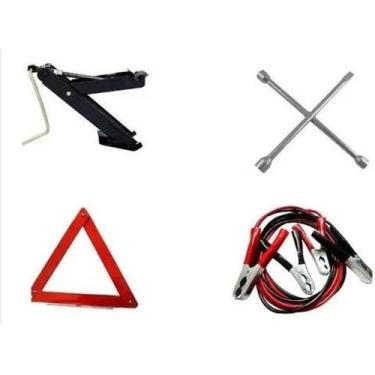 Imagem de Kit Estepe macaco joelho + Triangulo + Chave de Roda + Cabo de Bateria