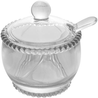 Imagem de Açucareiro Linha Pearl para Açúcar em Cristal com Colher 10cm X 11cm Transparente Wolff
