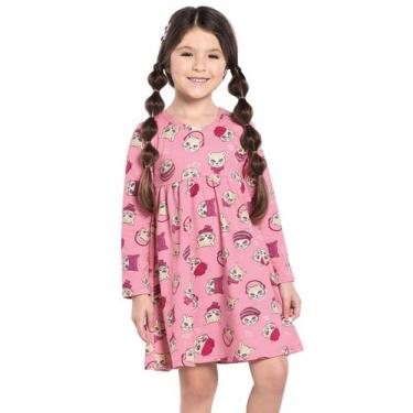 Imagem de Vestido Infantil Feminino Manga Longa Rovitex Kids Rosa