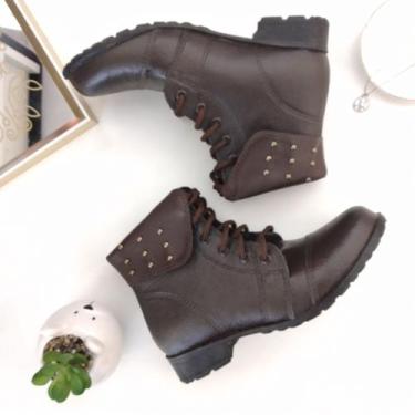 Imagem de Bota Coturno café com Cravos - Acho Chic, 34