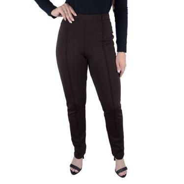 Imagem de Calça Feminina Parado no Ar Body Fit Reta Marrom - 73036, G, Marrom
