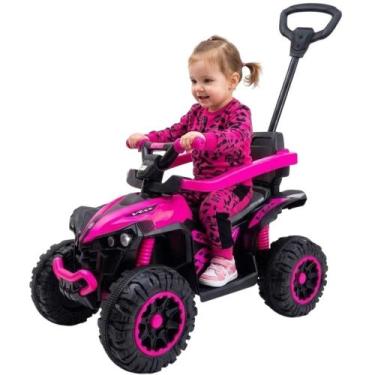 Imagem de Quadriciclo Infantil Veloce com Haste Direcionável Passeio Carrinho co