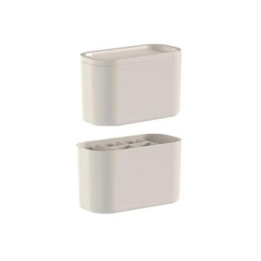 Imagem de Kit Organizadores de Maquiagem Bold Bege: Lixeira e Porta Maquiagens -