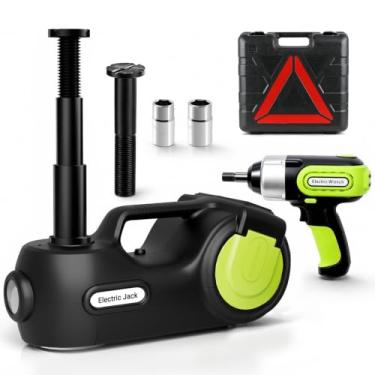 Imagem de E-HEELP Macaco de carro elétrico 5 toneladas 12 V hidráulico para carro com chave de impacto elétrica para SUV MPV Sedan Troca de pneus Nova Versão com visor LCD Kit atualizado