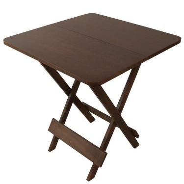 Imagem de Mesa De Madeira 70x70 Dobrável Madeira Maciça Verniz Imbuia