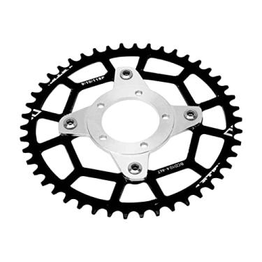 Imagem de Adaptador de coroa de bicicleta, adaptador de engrenagem de bicicleta de motor redondo oval 46T104BCD Adaptador de coroa de bicicleta de liga de alumínio para 7 8 9 10 11 velocidade (Preto)