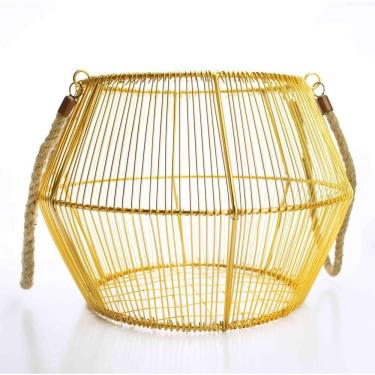 Imagem de Cesto De Metal Dourado Com Alça Deda 36Cm