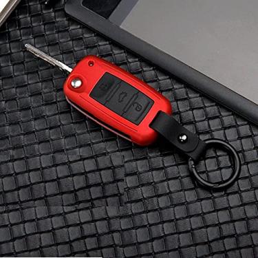 Imagem de CSHU Capa de silicone para chave do carro Capa de chaveiro com anel de bolsa, adequado para Skoda Octavia A5 A7 Kodiaq Rapid Yeti para Vw Passat B8 Skoda Superb A7 2017 2018 2019, A vermelho