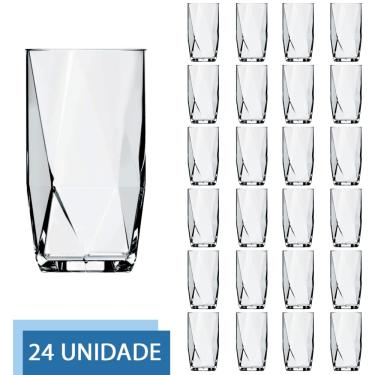 Imagem de Jogo 24 Copos De Vidro Transparente 360ML Topazio Long Drink