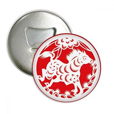 Imagem de Cavalo corte de papel animal China zodíaco arte abridor de garrafas ímã de geladeira emblema multifuncional