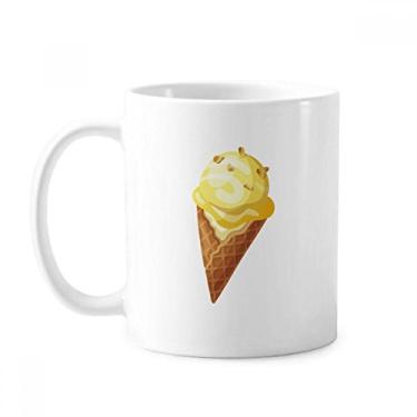 Imagem de Caneca com estampa de sorvete doce de amendoim amarelo cerâmica xícara de porcelana de café louça