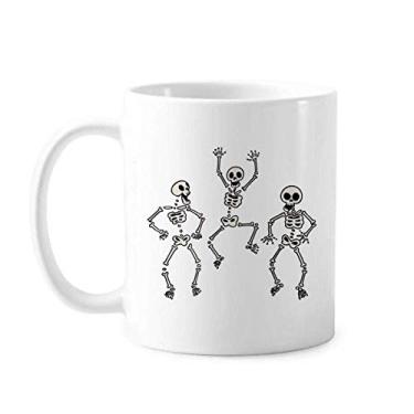 Imagem de Adorável caneca de esqueletos de Halloween cerâmica xícara de porcelana de café louça