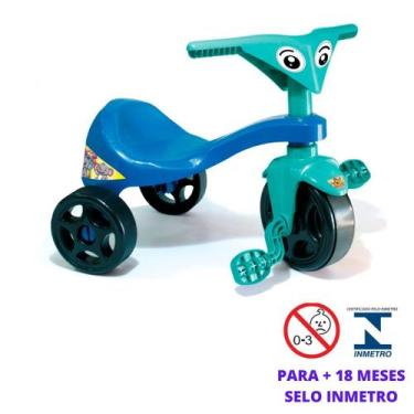 Triciclo Velotrol Tonquinha Motoca Infantil Dino Azul Menino