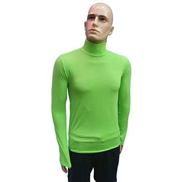 Imagem de Camiseta Gola Alta Témica Proteção Uv Manga longa Poliéster tamanho:g;cor:verde-fluorescente