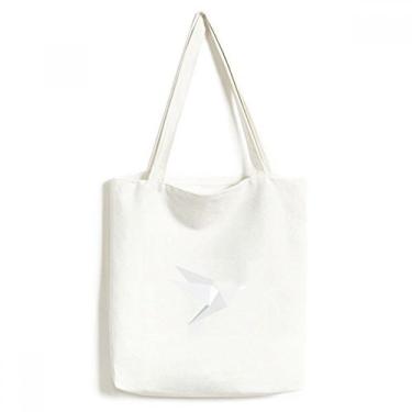 Imagem de Sacola de lona com estampa abstrata de origami branco bolsa de compras casual bolsa de mão