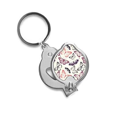 Imagem de Cortador de unhas com borboleta em fundo rosa pálido Tesoura de aço inoxidável