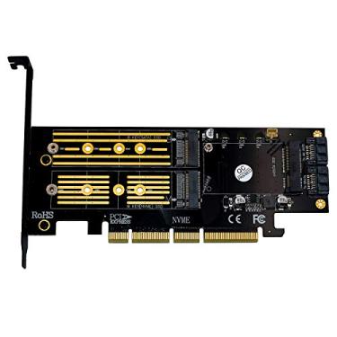 Imagem de Cartão de expansão de controlador de host com suporte de perfil baixo e dissipador de calor para desktop SSD NVME (tecla M) ou SATA (chave B) para PCI-e 3.0 x 4
