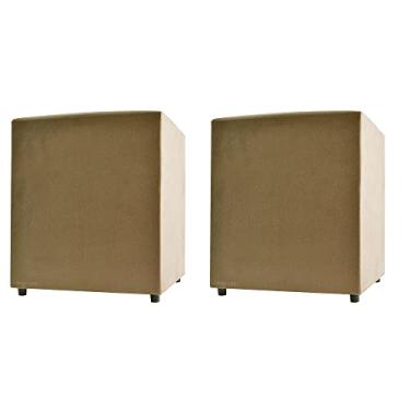 Imagem de Kit 2 Puff Cubo Poptem Quadrado Suede Madeira Sala