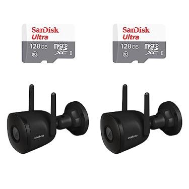Imagem de 2 Câmeras de Segurança Intelbras IM5 SC Black Ambientes Externos Internos Wi-fi Mibo Prova d'água Proteção IP67 + 2 Cartões micro SD 128GB Ultra Classe 10