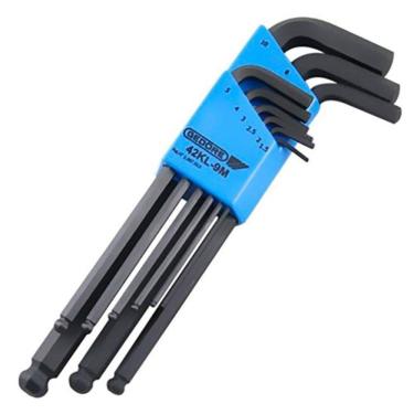 Imagem de Jogo de Chave Hexagonal Allen Abaulada Longa 1,5 à 10 MM com 9 Peças GEDORE 