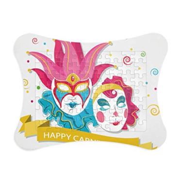 Imagem de Moldura de quebra-cabeça com cabeça dupla Happy Carnival of Venice Enfeite de jogo de quebra-cabeça