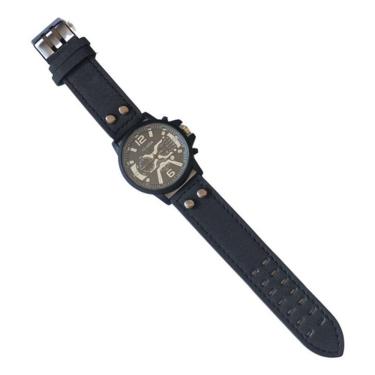 Imagem de Relógio De Pulso Pulseira Couro Ecológico Masculino Fulaida