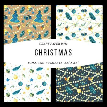 Imagem de Craft Paper Pad Christmas 8.5x8.5 Craft Paper, 8 Designs, 40 Sheets: Craft Paper Notepad for Scrapbboking, Card Making and Papercraft