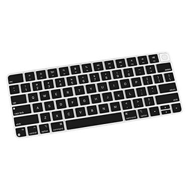 Imagem de Allinside Capa de teclado de silicone para teclado iMac Magic A2449/A2450, película protetora para teclado sem fio iMac 24 polegadas lançado em 2021, layout dos EUA, preto