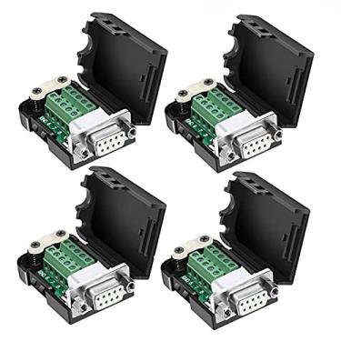 Imagem de DaFuRui Pacote com 4 conectores DB9 fêmea, conector de breakout DB9 sem solda RS232 D-SUB DB9 - bloco terminal de parafuso fêmea com caixa e porca (4 peças fêmea + porca)