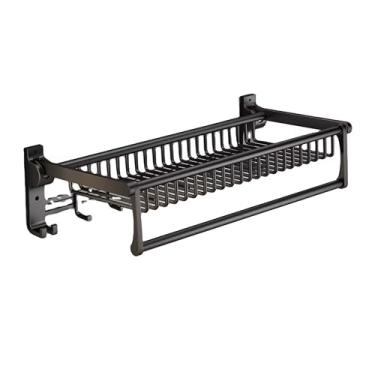 Imagem de Porta Toalha Banheiro, Lavabo, Duplo, Suporte, Prateleira, Gancho, Toalheiro, Preto Fosco