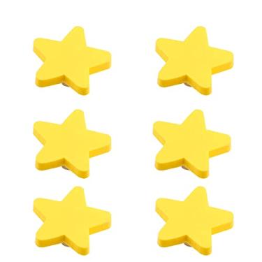 Imagem de Skyscraper Puxadores de borracha macios em forma de desenho animado para crianças, meninas, meninos, puxadores de gaveta, puxadores de gaveta para quarto de crianças, armários, caixa organizadora de brinquedos, estante, conjunto de 6 peças (estrela, amarelo)