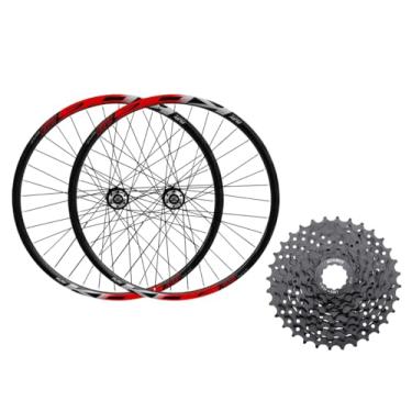 Imagem de Par Roda Aro 29 KOG BIKES Cassete Freio Disco Pinhão Cassete 8v,Preto Vermelho