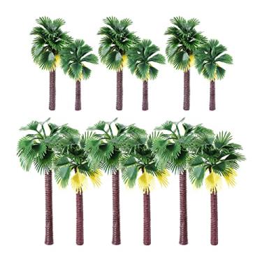 Imagem de Yetaha Modelo de palmeira de coqueiro, árvore tropical em miniatura, árvores artificiais de plástico para diorama trem layout ferroviário paisagem tropical paisagem bolo decorativo (7,9-16 cm misto)