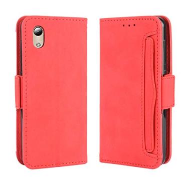 Imagem de Capa com compartimento para cartão para ZTE Blade A3 Lite, capa flip de couro para ZTE Blade A3 Lite, capa magnética retrô para celular, capa carteira com compartimentos para cartão