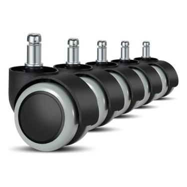 Imagem de Rodízio Kit 5 Rodinhas Cadeira Escritório Silicone Antirisco