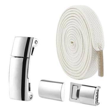 Imagem de Lock Shoelaces Without Ties Flat Elastic Laces Sneakers Boots No Tie Shoelace Rubber Bands For Shoes Accessories(Beige)