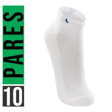 Imagem de Kit 10 Pares Meia Lupo de Algodão Esportiva Cano Curto Unissex, Branco