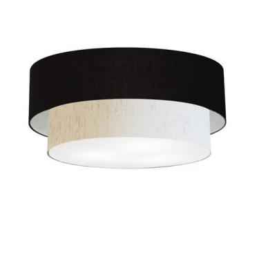 Imagem de Plafon Para Quarto Cilíndrico SQ-3064 Cúpula Cor Preto Linho Bege - Vi