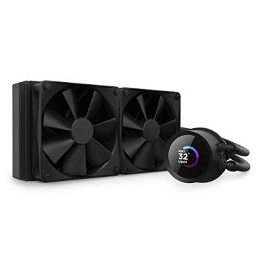 Imagem de NZXT Kraken 240 – RL-KN240-B1 – Cooler líquido para CPU AIO de 240 mm – Tela LCD quadrada personalizável de 1,5 polegadas para imagens, métricas de desempenho e mais – Bomba de alto desempenho – 2 ventiladores F120P – Preto