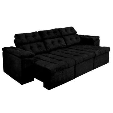 Imagem de Sofá Itália 210 cm Retrátil e Reclinável Suede Preto  Sofá na Web - So