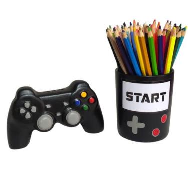 Imagem de Kit 2 Pç Video Game Cofre Controle Pote Porta Lapis - Preto - Decore C