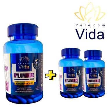Imagem de Kit 3 Hyluminize Face colágeno ácido hialurônico 60 caps - Pelecomvida