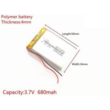Imagem de (1pc) Pilha Bateria 3,7v 680mah 4mm X 34mm X 50mm - KMIG