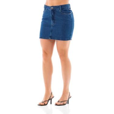 Imagem de Saia Jeans Feminina Arauto Mom 3ag Less Water - Arauto Jeans, Azul méd