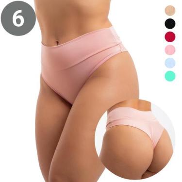 Imagem de Kit 6 Calcinha Feminina Cintura Alta Fio Dental Não Marca - Viére, GG
